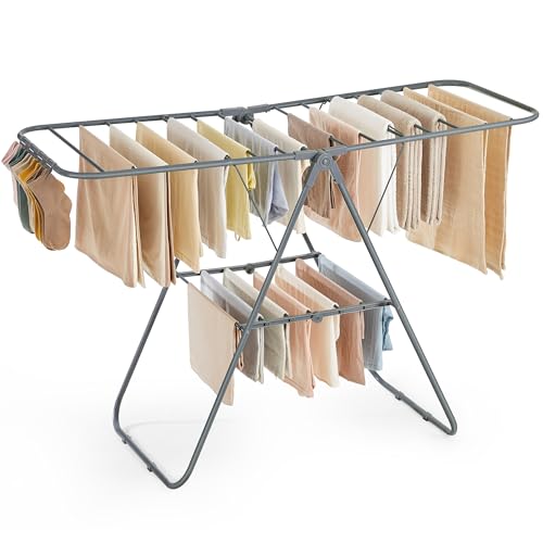SONGMICS clothes drying rack gray