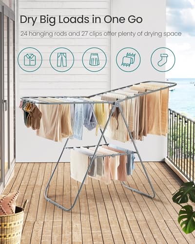 SONGMICS drying rack with 27 hanging clips