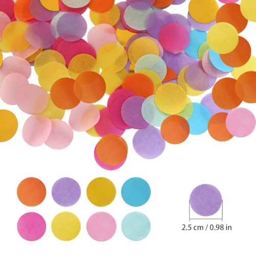 Multicolor confetti inside a clear decorative bottle