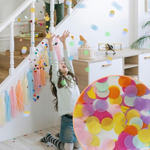 Confetti pieces inside a birthday balloon