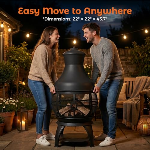 Outdoor setting with chiminea fireplace