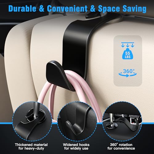 Amooca hooks holding bags in car seat back