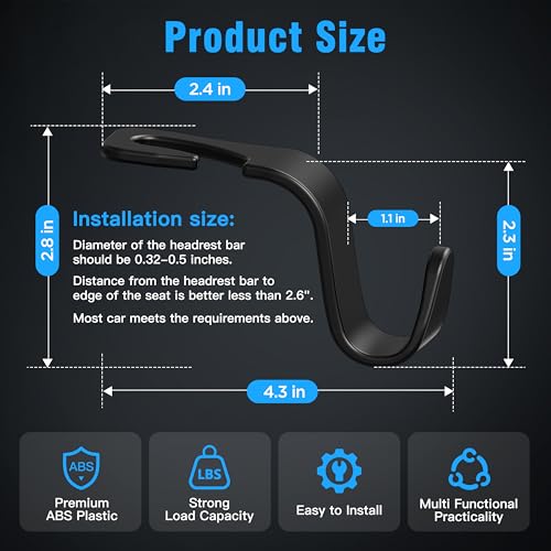 Black ABS plastic material detail of Amooca hooks