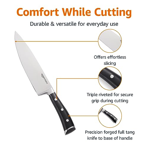 Side profile of Basics chef knife with three rivets