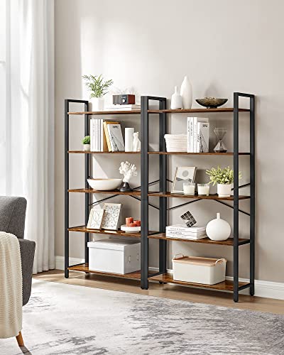 VASAGLE 5-Tier Bookshelf in rustic brown and ink black