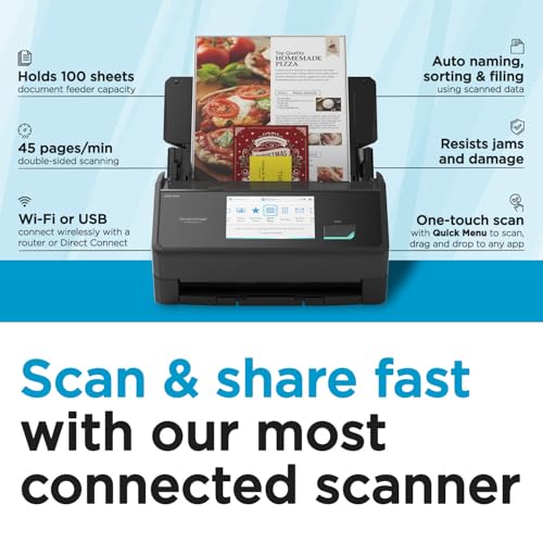 ScanSnap iX2500 touchscreen interface displaying profiles