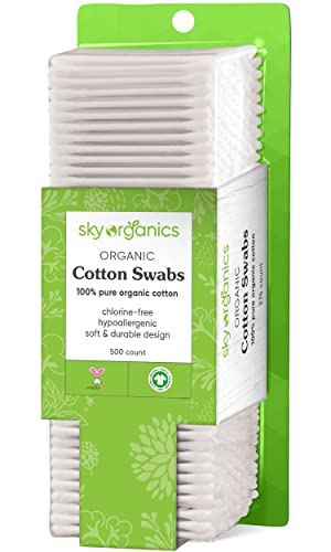 Top view of white organic cotton swabs