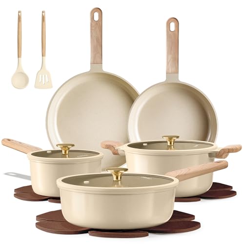 CAROTE 14pcs Oatmeal Cookware Set