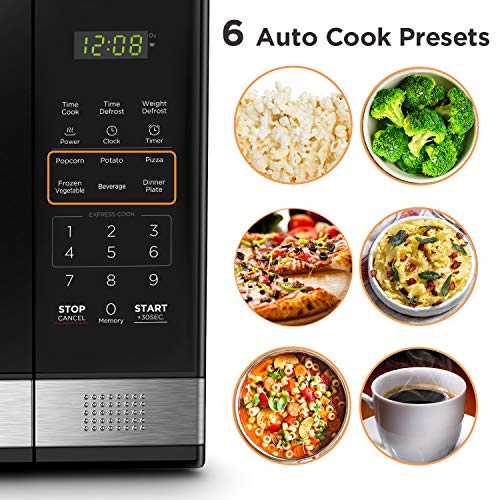 Side profile of BLACK+DECKER microwave showing depth