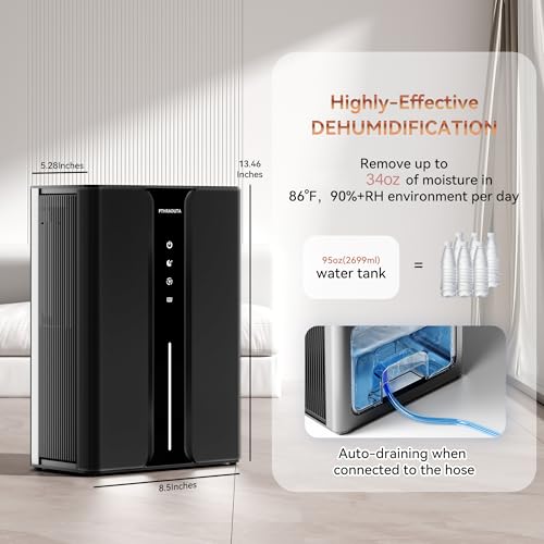 Black PTHRAOUTA dehumidifier H10-1-GB side profile