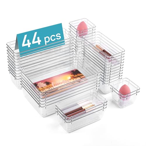 Vtopmart 44 PCS Clear Plastic Drawer Organizers Set overview