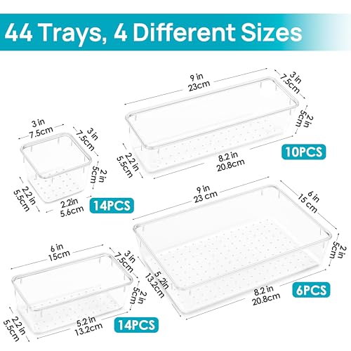 Stackable clear plastic organizers for desk storage