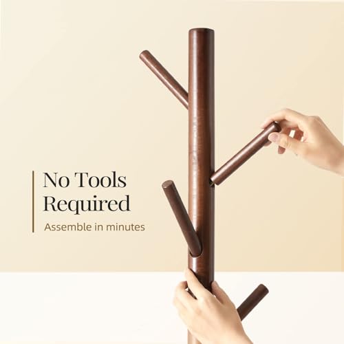 Pipishell brown wood coat stand assembly