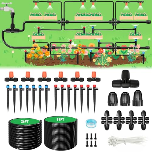 MQJIAZHI 125FT Drip Irrigation System full kit