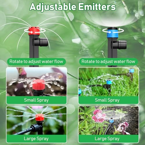 Adjustable drip irrigation emitters close up