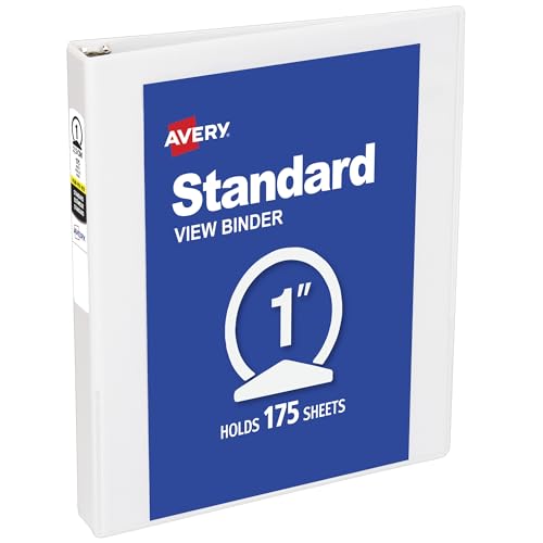 Avery Standard View 1-inch white binder front view