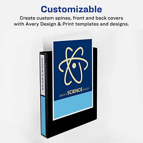 Avery 3-ring binder open with round rings