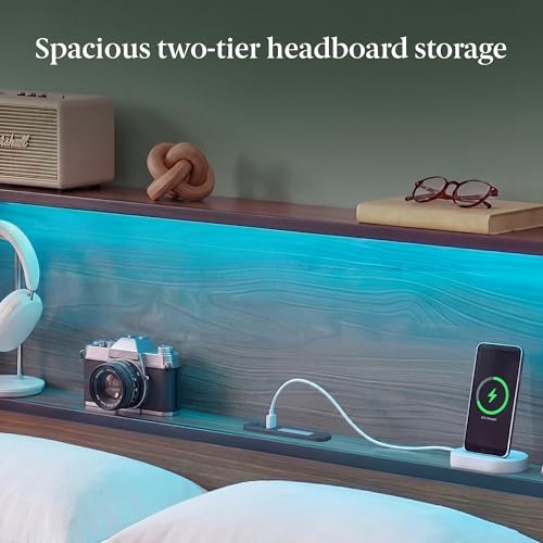 Close up of USB charging ports on Zinus bed
