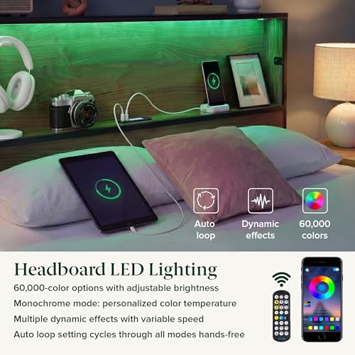 RGB LED lights glowing under Zinus bed frame