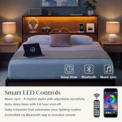 Zinus bed headboard with books and essentials