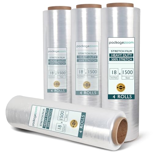 PackageZoom 4 Rolls Clear Stretch Wrap Film set