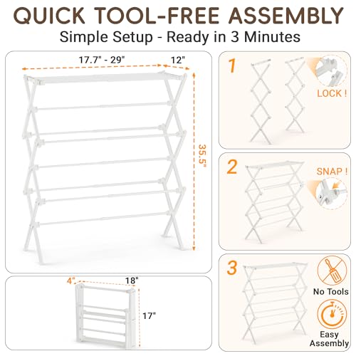 White drying rack in small apartment