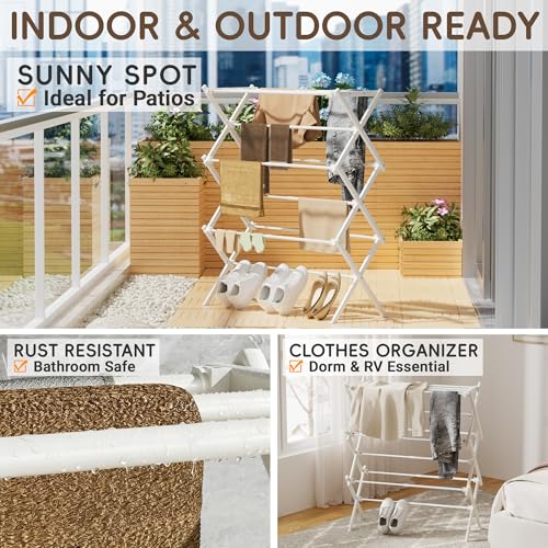 Sturdy base of X-frame drying rack