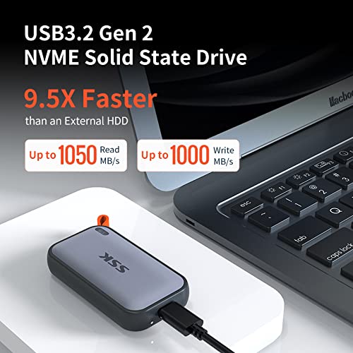 SSK external SSD with USB-C and USB-A cables