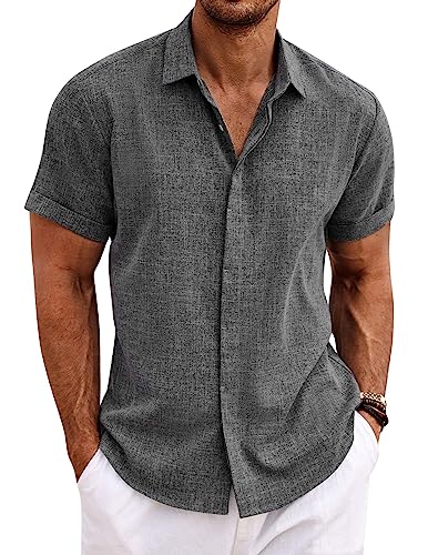 COOFANDY Men's Linen Wedding Shirt front view