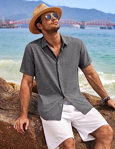 Back view of COOFANDY linen shirt