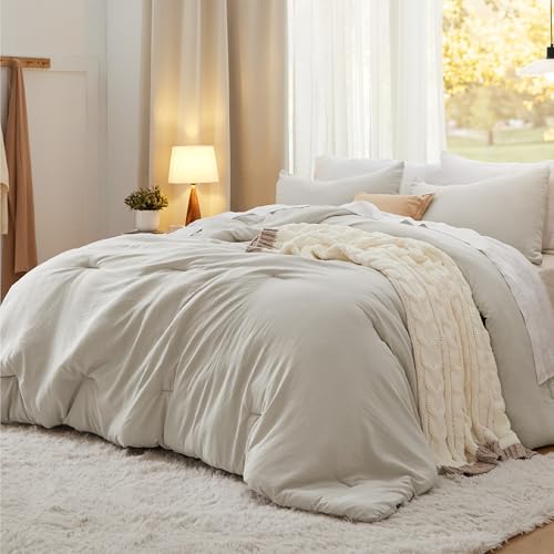 Bedsure King Comforter Set Beige