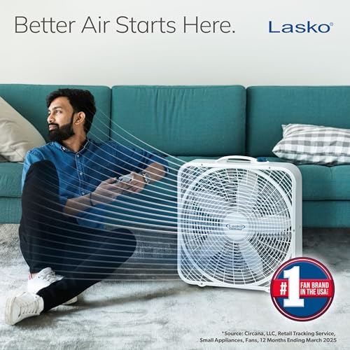 Side profile of Lasko Weather-Shield box fan