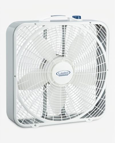 Lasko 3720 box fan featuring safety plug detail