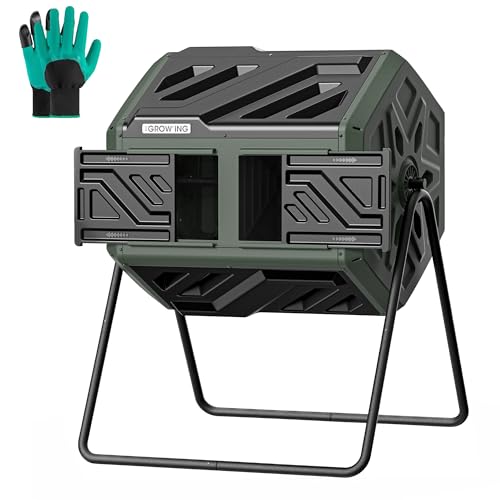 THE GROW'ING 43 Gal Green Compost Tumbler side view