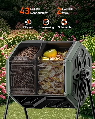 Indoor-outdoor garden compost tumbler barrel