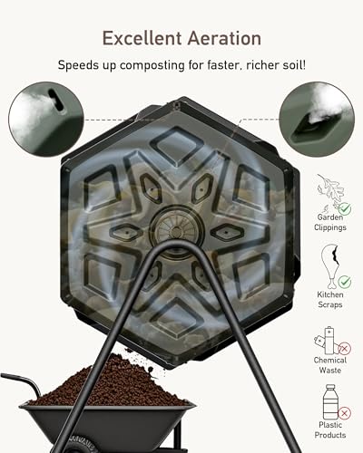 Green resin compost bin for backyard garden