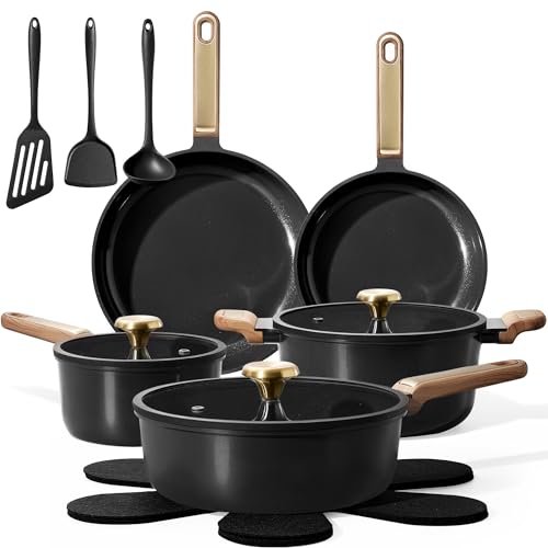 CAROTE 16pc Ceramic Cookware Set in black