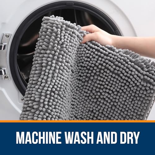 Water absorbency demonstration on chenille rug