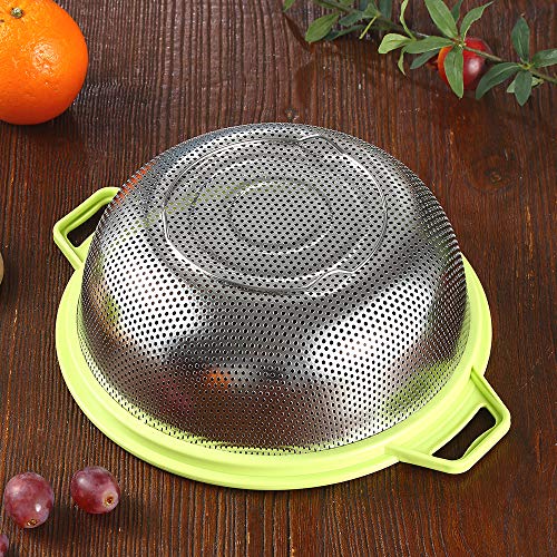 Top view of 10.5-inch green colander