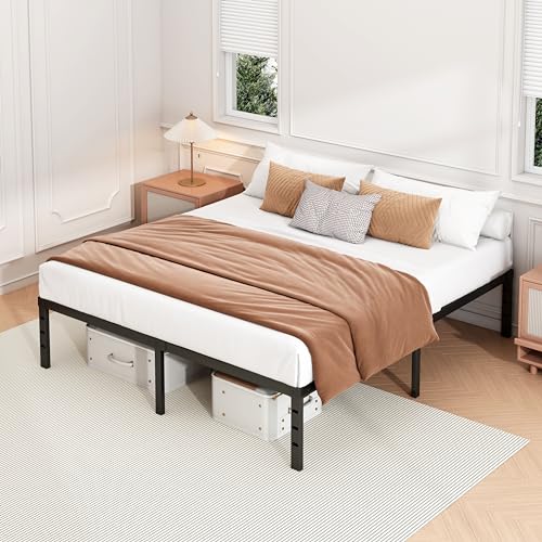 Assembled platform bed frame side view