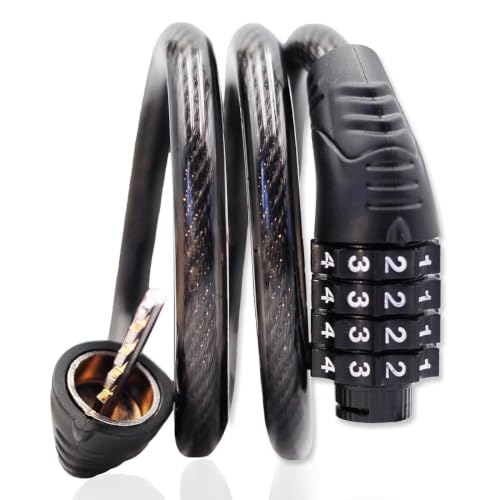 Jokmae 4-Digit Resettable Combination Cable Lock black