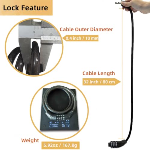 Jokmae 32-inch cable lock coiled view