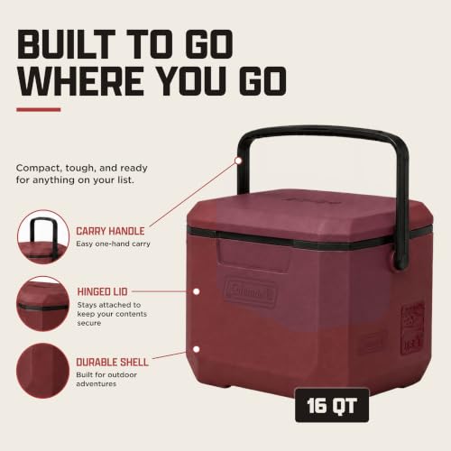 Coleman 16qt cooler handle and lid detail