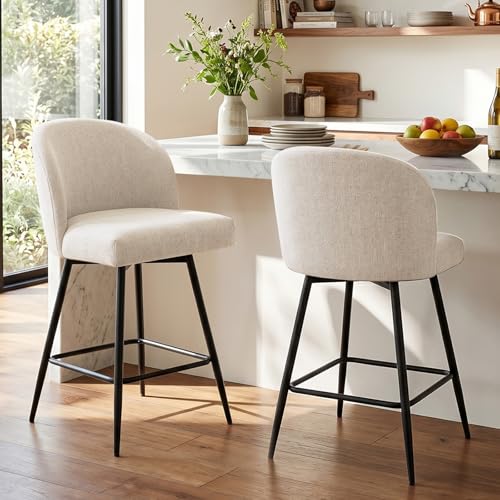 VATROS Counter Height Bar Stools set of 2 in beige