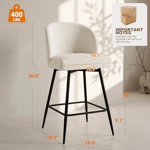 Side view of VATROS swivel bar stool