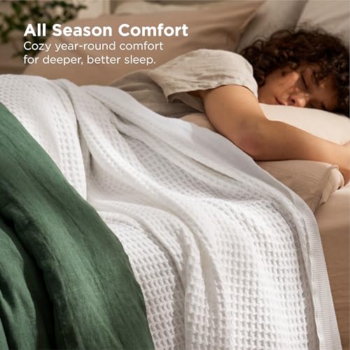 Bedsure waffle weave blanket draped