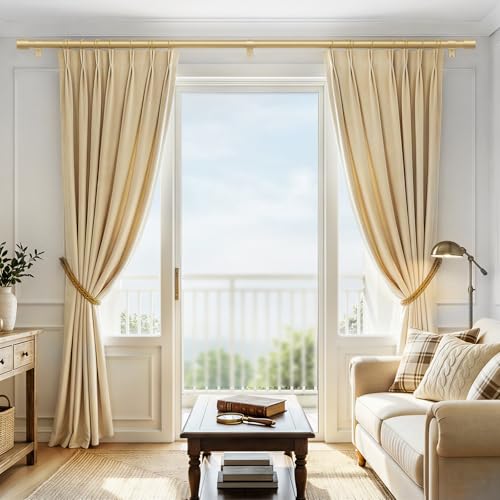 Professional view of gold curtain rod installation