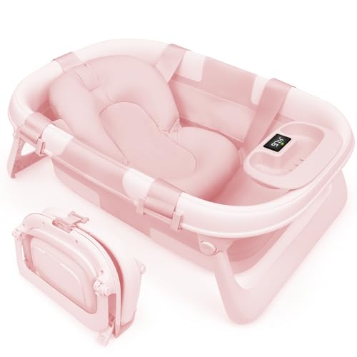 Jool Baby Foldable Baby Bathtub Pink front view