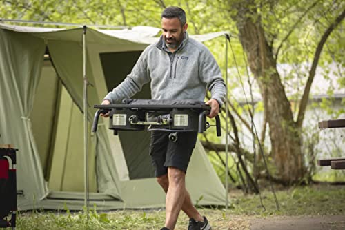 Camp Chef Explorer stove with legs attached