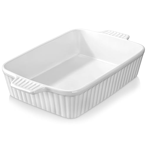 MALACASA 4.4QT white ceramic casserole dish